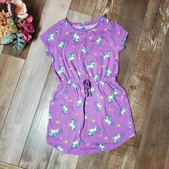 Extremely Me Casual Purple Unicorn Tie Waist Dress Size Large 10-12 - Picture 5 of 10